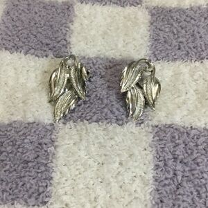 Vintage Silver Leaf Clip-On Earrings